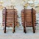 Pair of vintage folding chairs with slats, 1950-1960