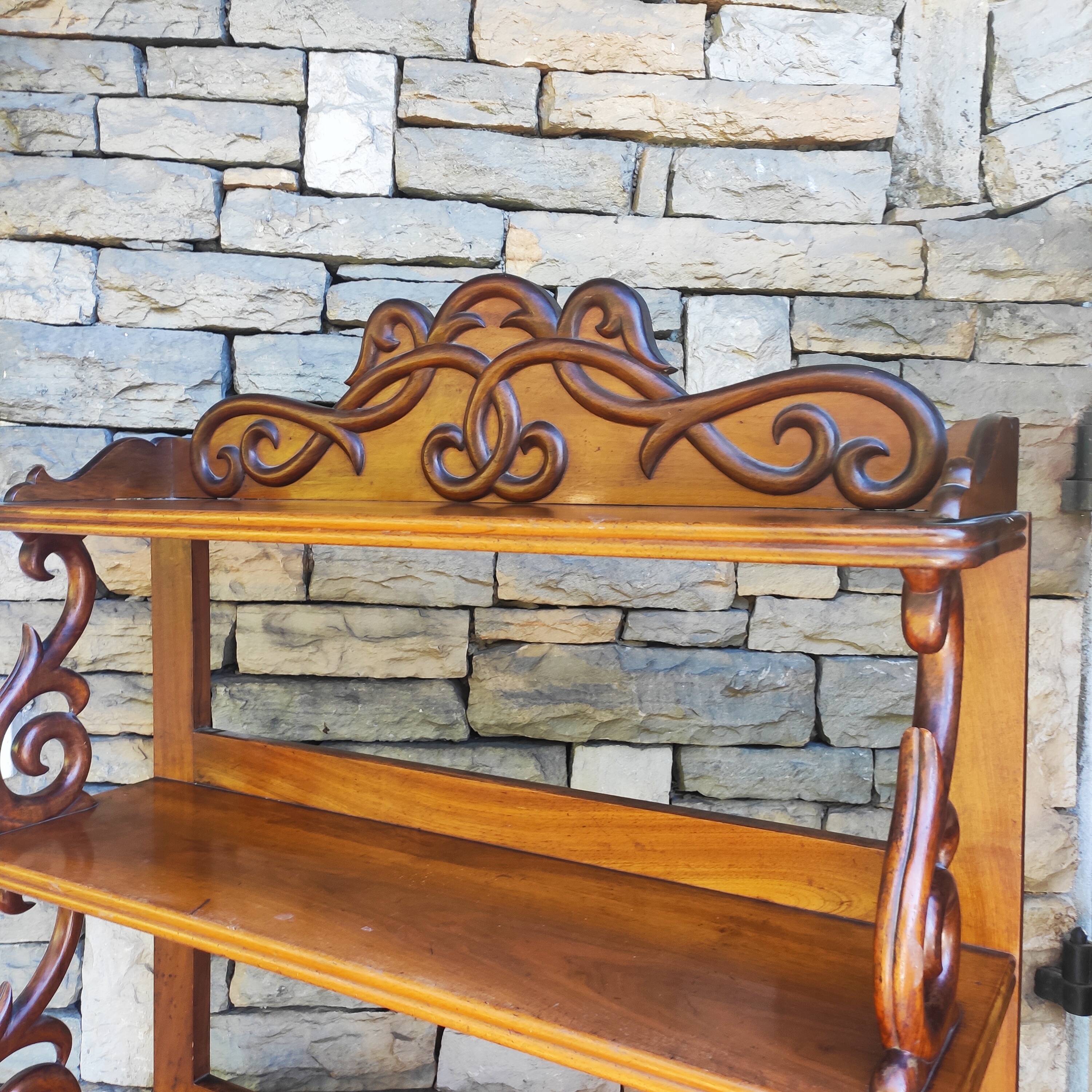 Old solid blond walnut console table