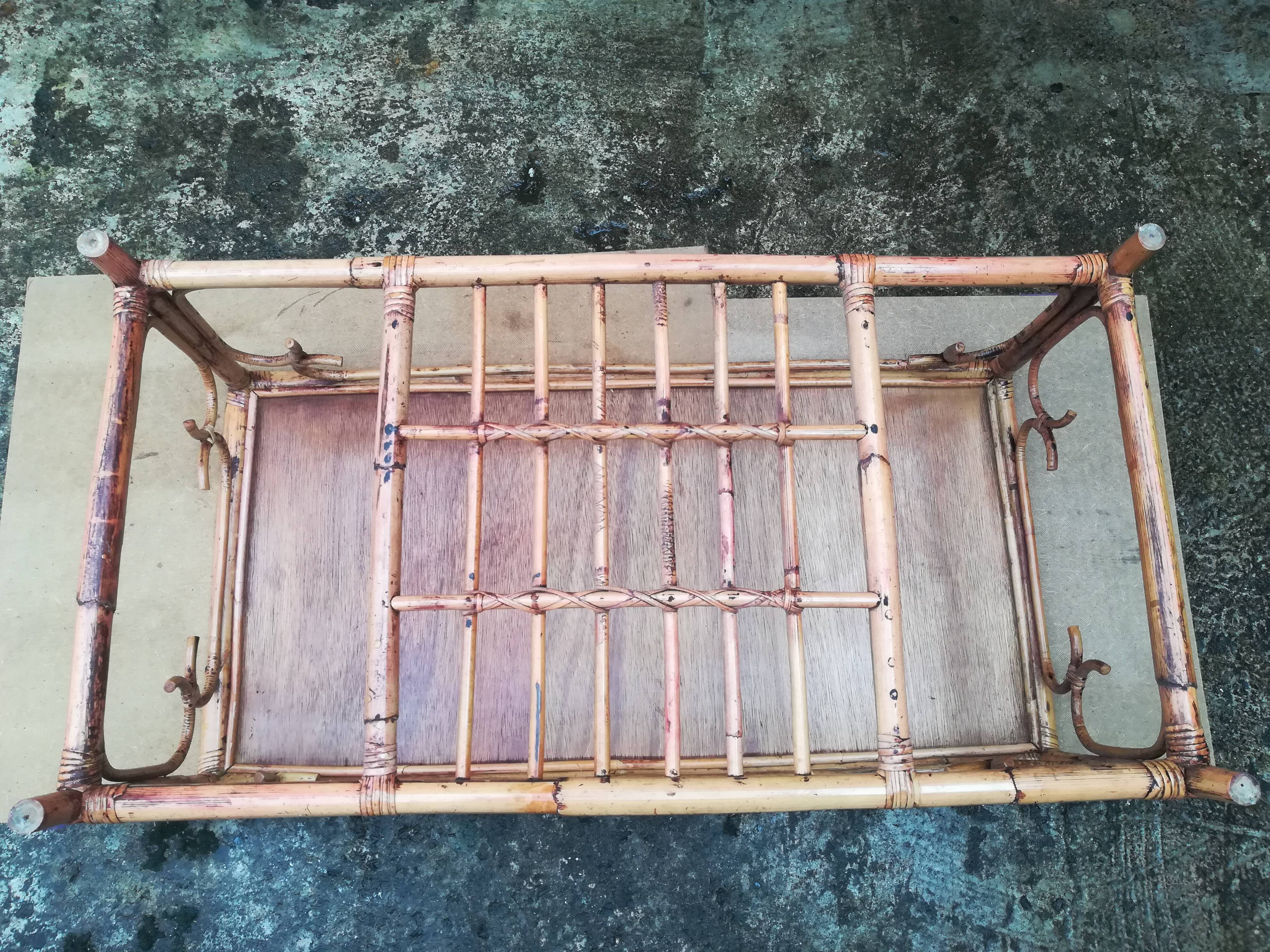 Rattan and bamboo coffee table