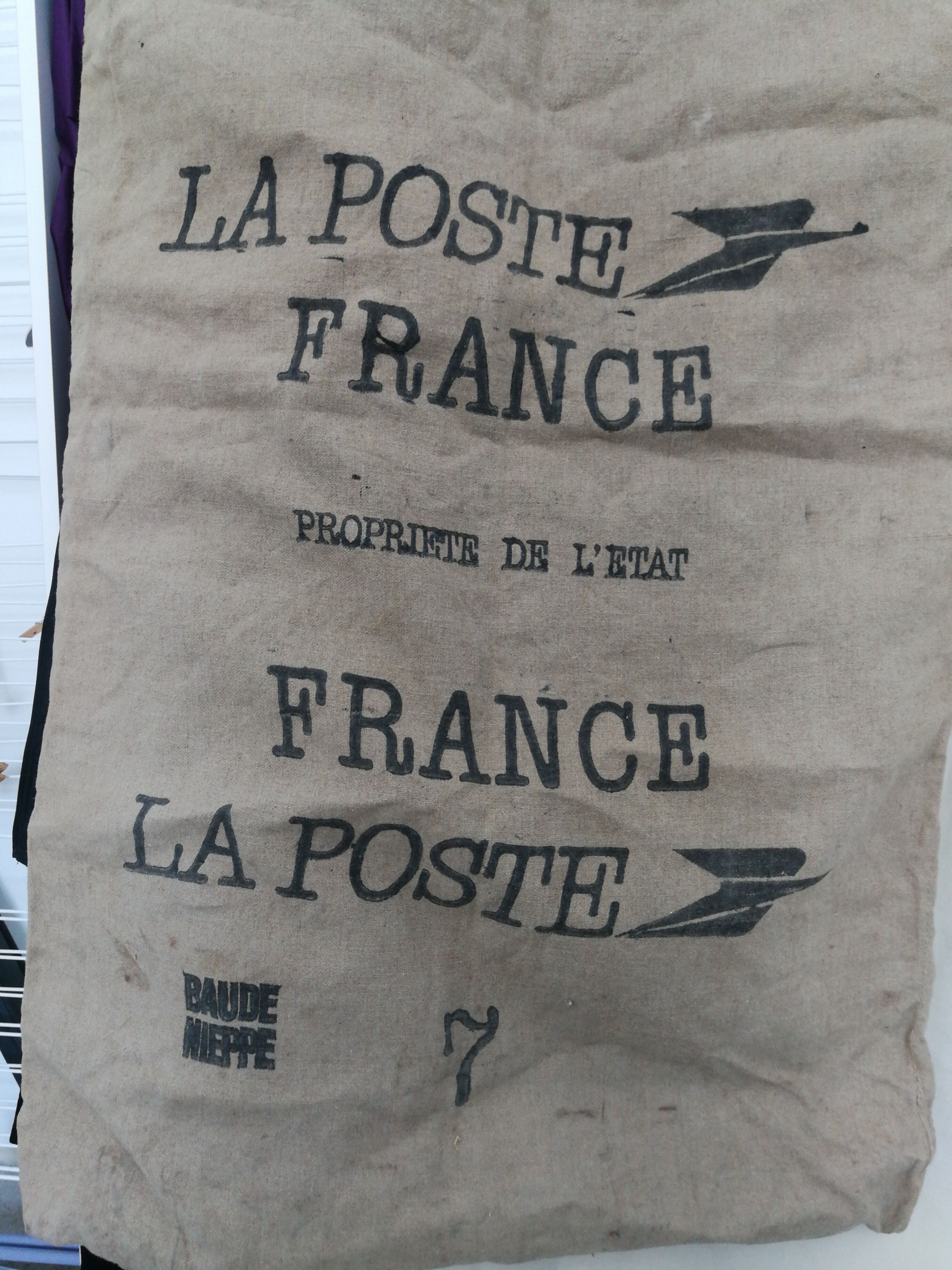 Burlap postal bag '' la poste ''