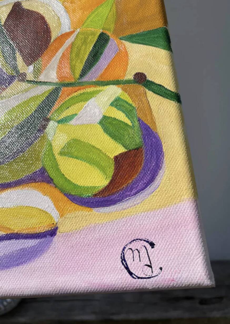 Modern still life, oil on canvas, fruit