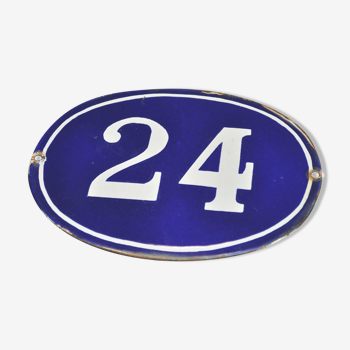 plate number House enamelled sheet metal "24"