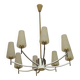 Italian brass and art glass chandelier, 1970s