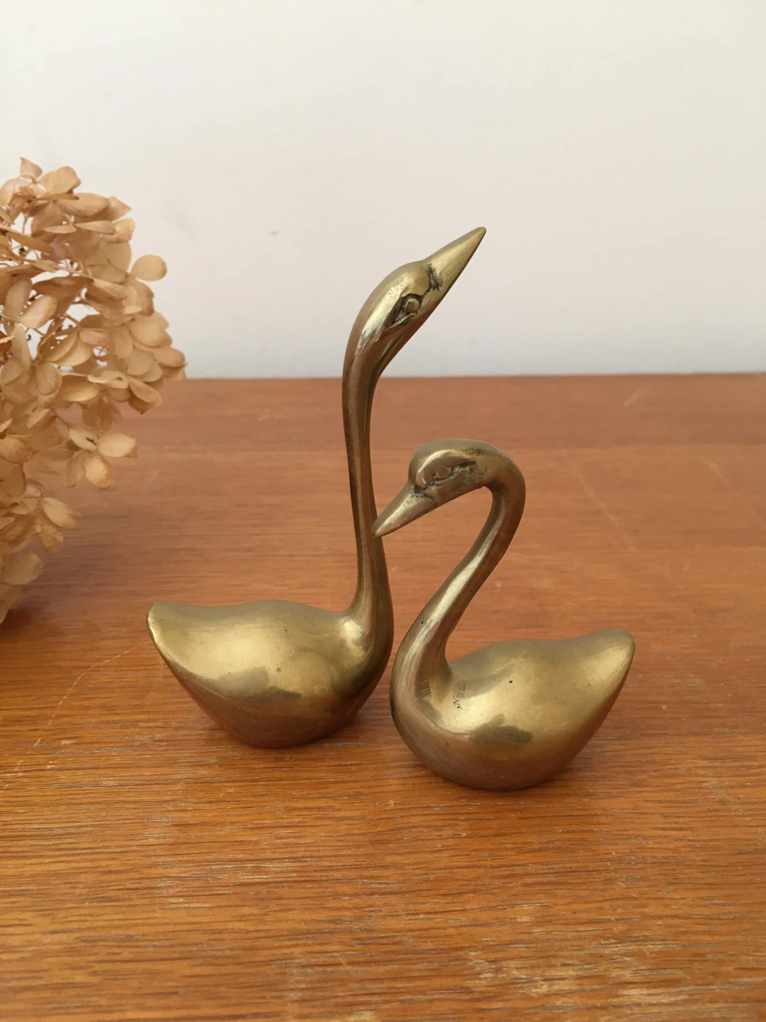 Duo de cygnes en laiton
