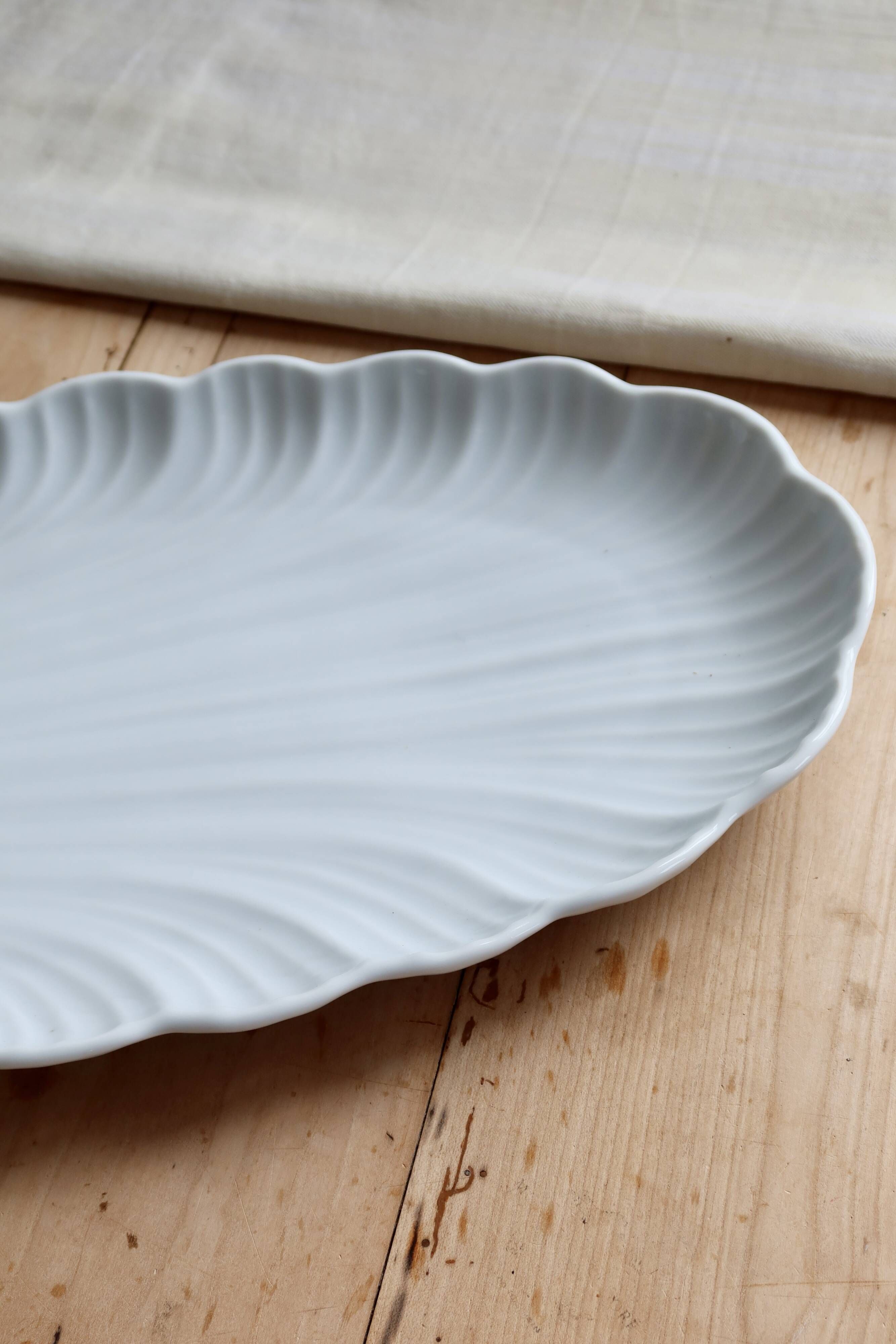 Large vintage white porcelain shell serving platter XXL