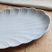 Grand plat de service coquillage XXL vintage porcelaine blanche