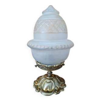 Plafonnier en métal doré et verre taillé style Louis XV
