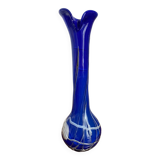 Vase verre soufflé bleu