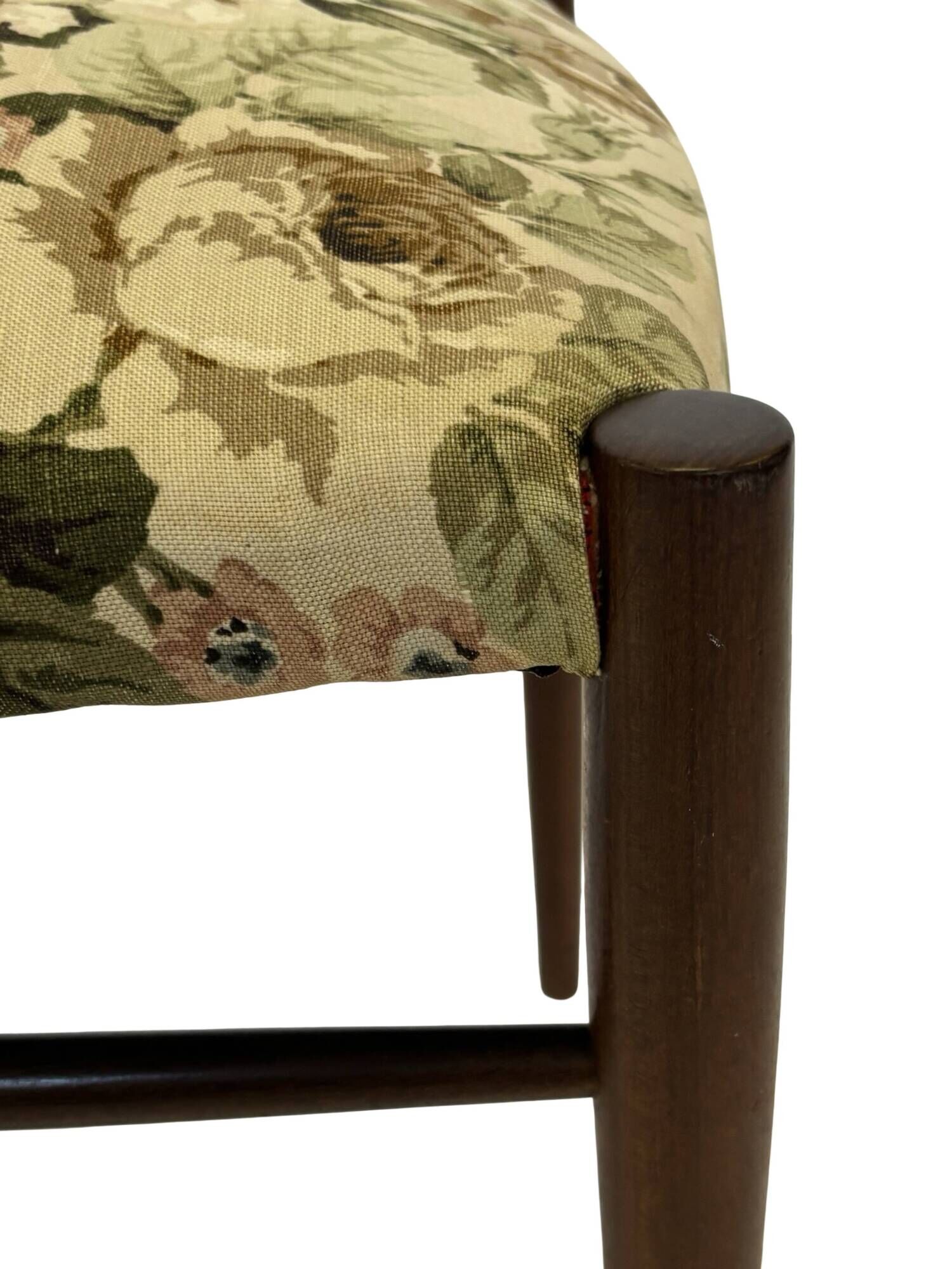 Vintage Dining Chair Flower Upholstery 1960s Teak