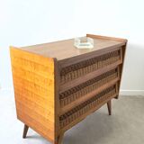 Commode vintage en rotin avec pieds compas