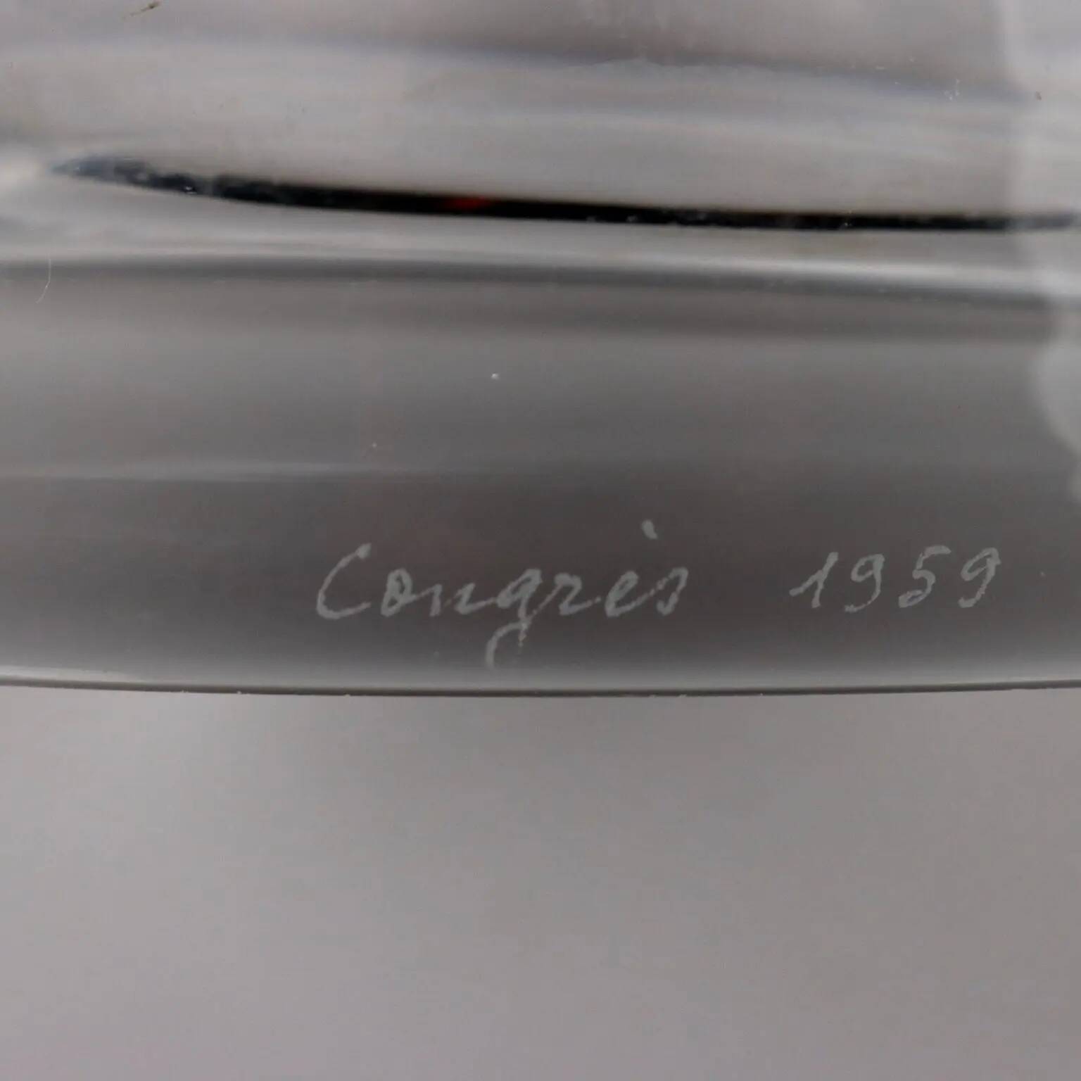 Vintage crystal ice bucket Daum France 1950s