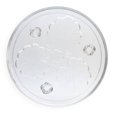 Plateau décoratif rond en verre avec motif de feuilles