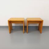 Pair of vintage Charlotte Perriand Les Arcs stools in pine from the 60s 70s
