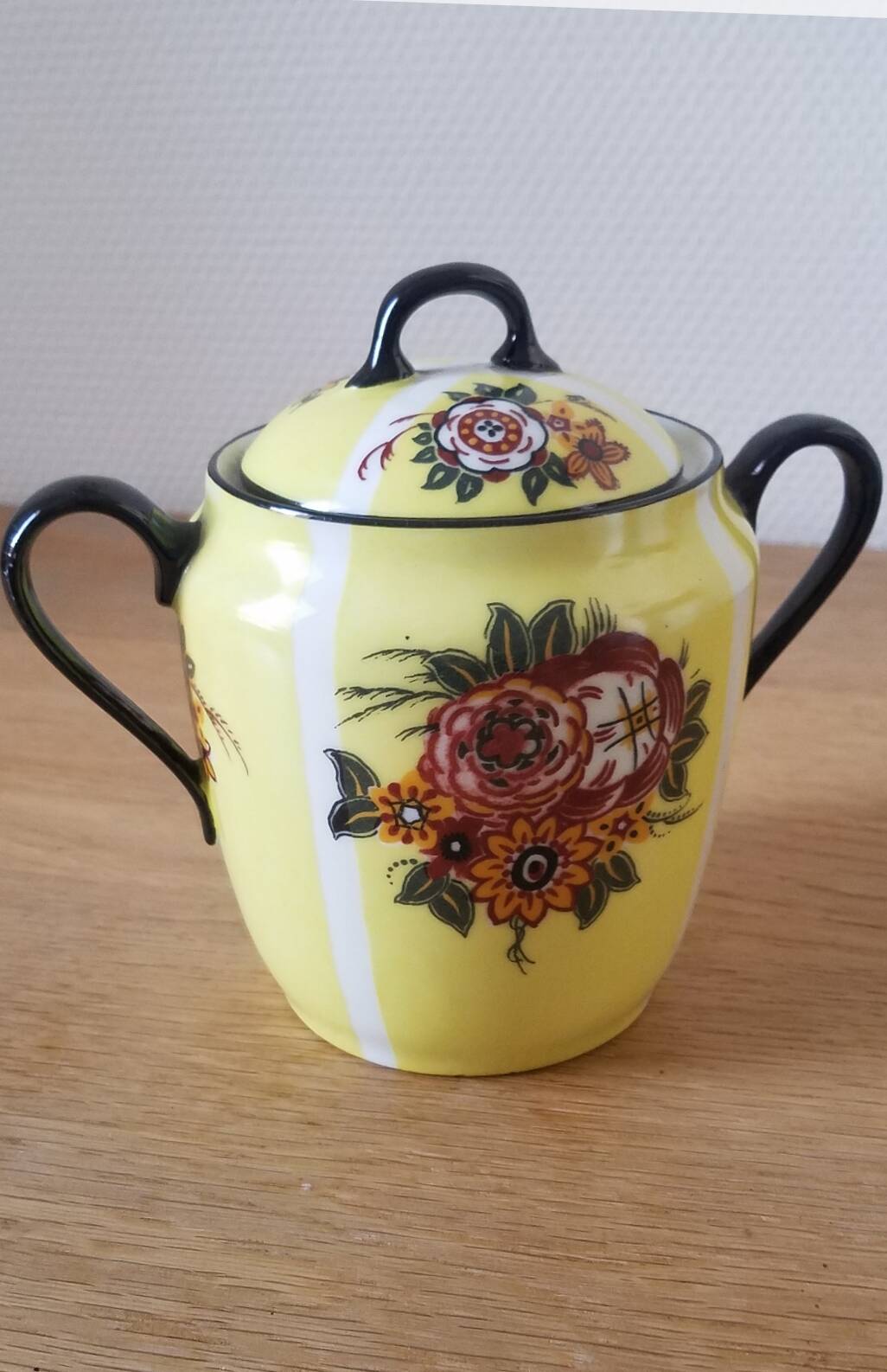 Vintage floral porcelain sugar bowl