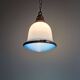 Suspension Bauhaus en opaline blanche et verre satiné bleu, années 1920