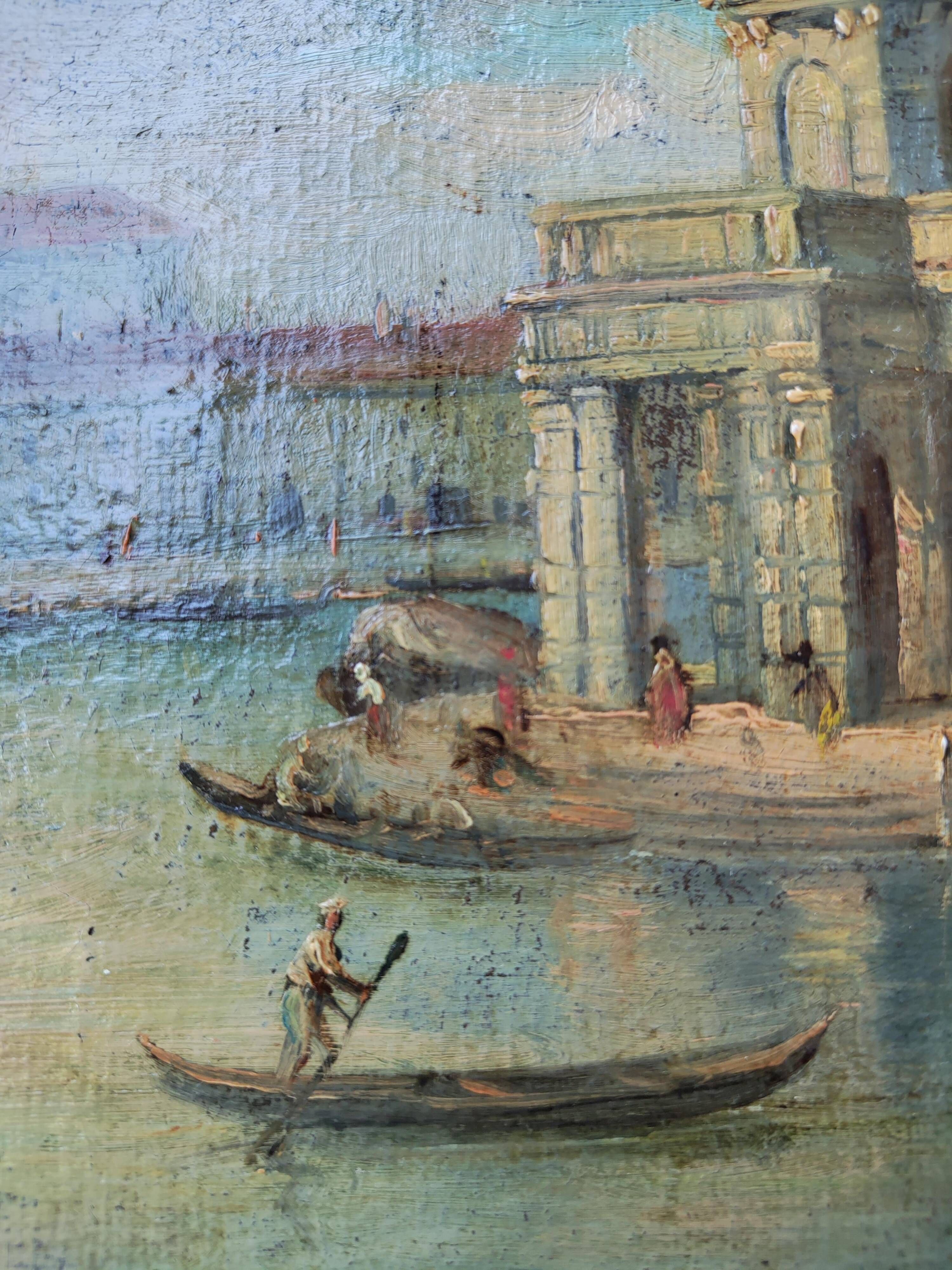 Venice Dogana, Oil on Canvas, Venetian School, style of Francesco Guardi
