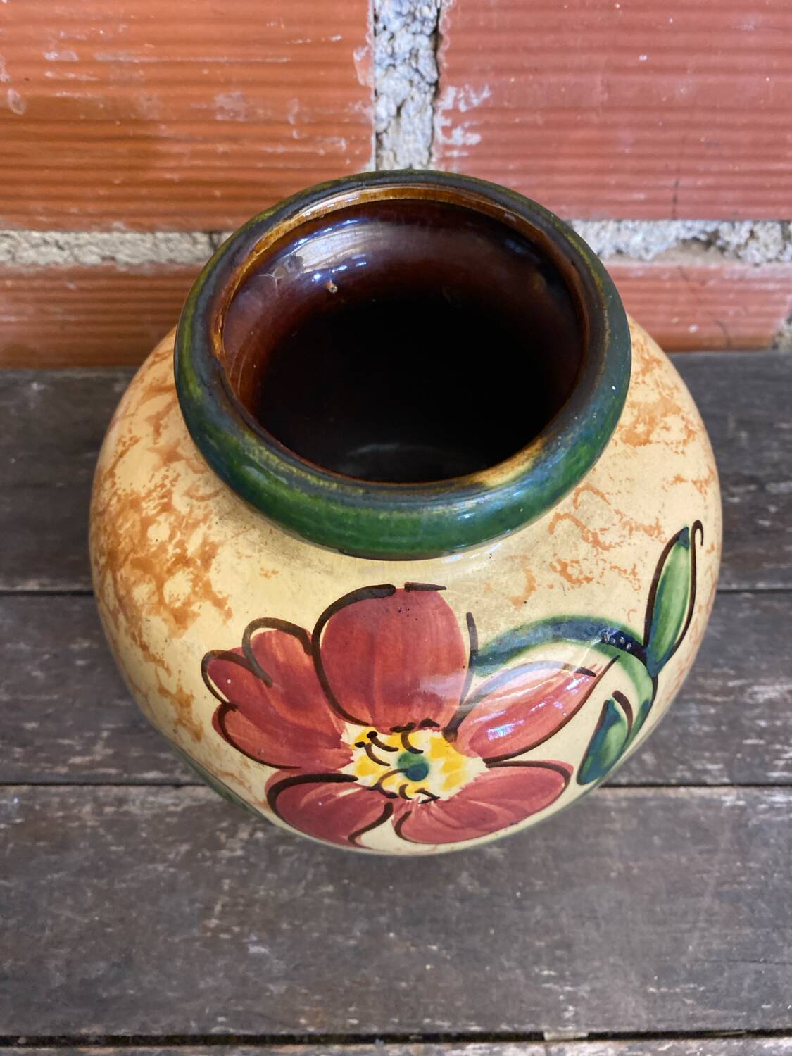 Vintage Polychrome Ceramic Ball Vase Flowers West Germany