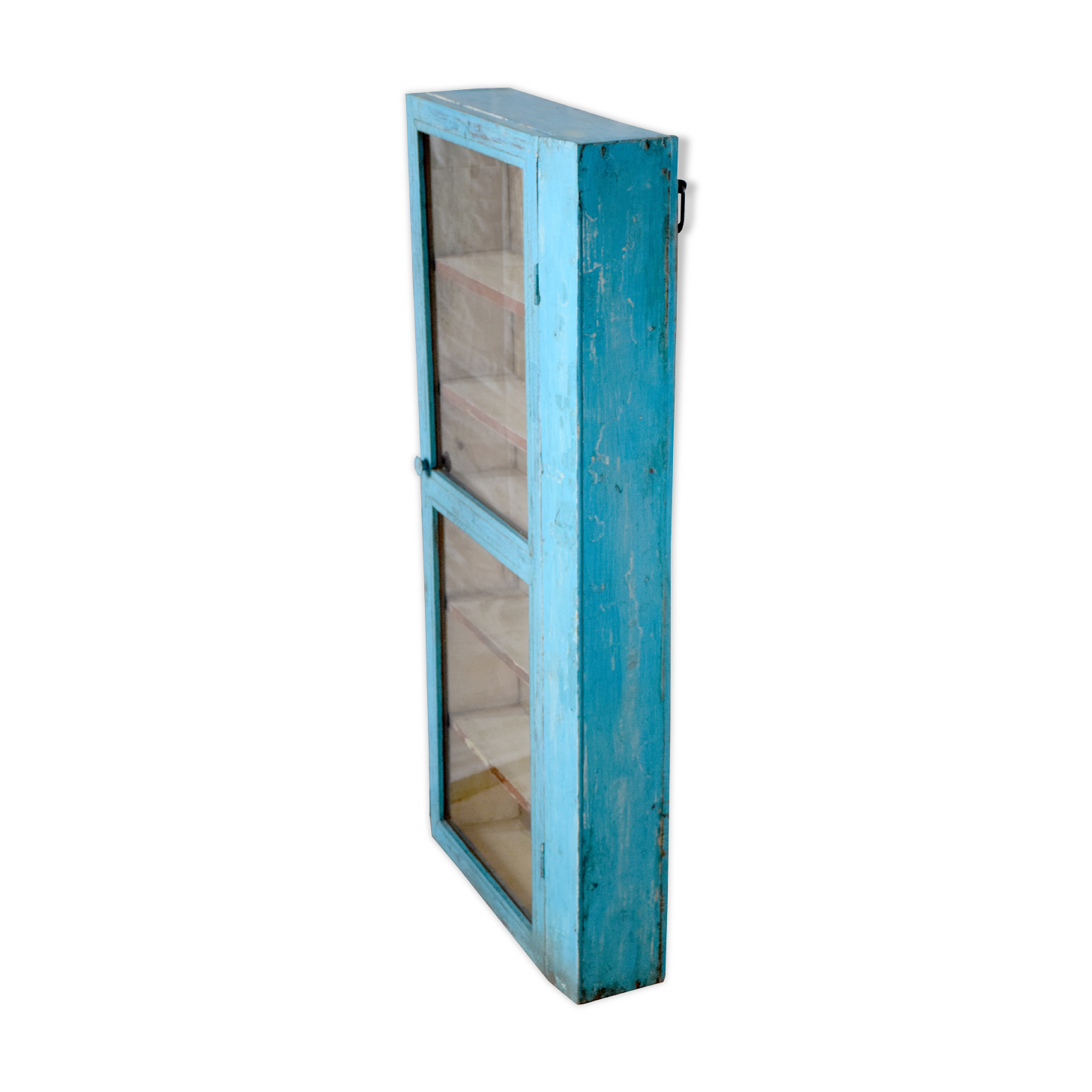Teak wall display case