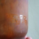 MULLER FRERES LUNEVILLE - Orange-purple marbled glass tulip - signed