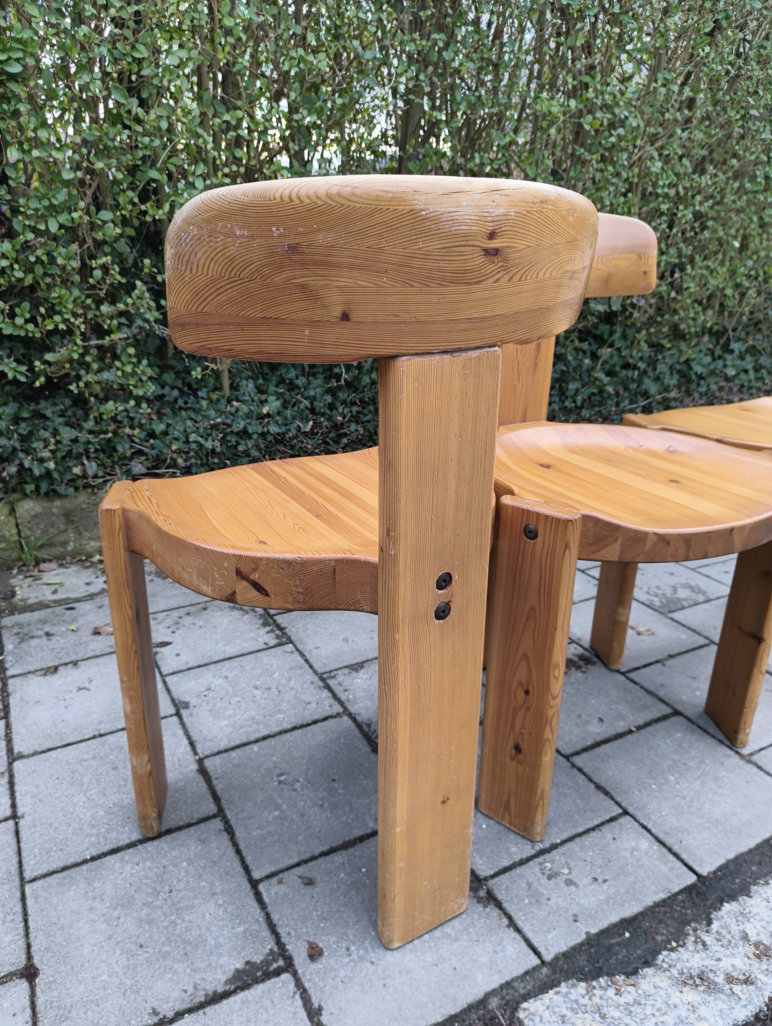 set of three rare chairs by Rainer Daumiller in pine , denmark 70s