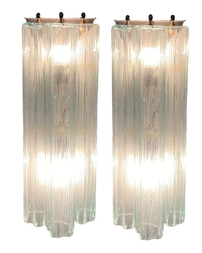 Italian Murano Glass Tube Sconces, Set of 2