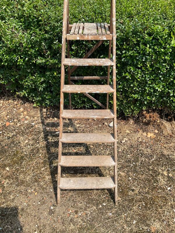 Ancien Escabeau de peintre en chêne