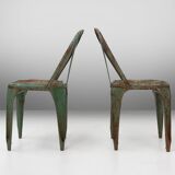 Set of 4 Vintage green Model A Chairs from Tolix, France, 1950s