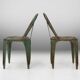 Lot de 4 chaises vertes vintage modèle A de Tolix, France, années 1950