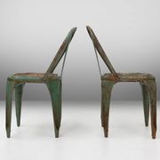 Set of 4 Vintage green Model A Chairs from Tolix, France, 1950s