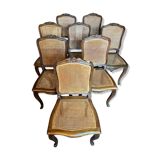 A series of 8 Louis XV chairs in walnut, fluted.
