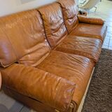 Canapé Vintage 3 places tout cuir, convertible