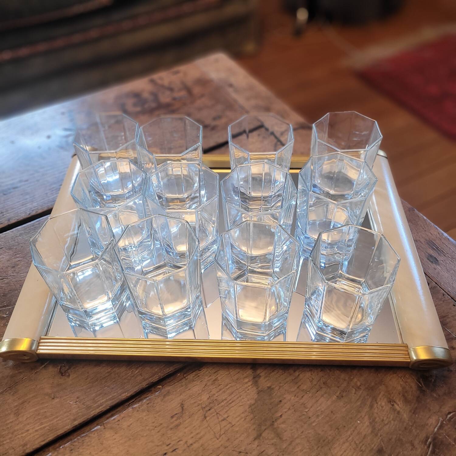 12 octagonal glasses - 80's