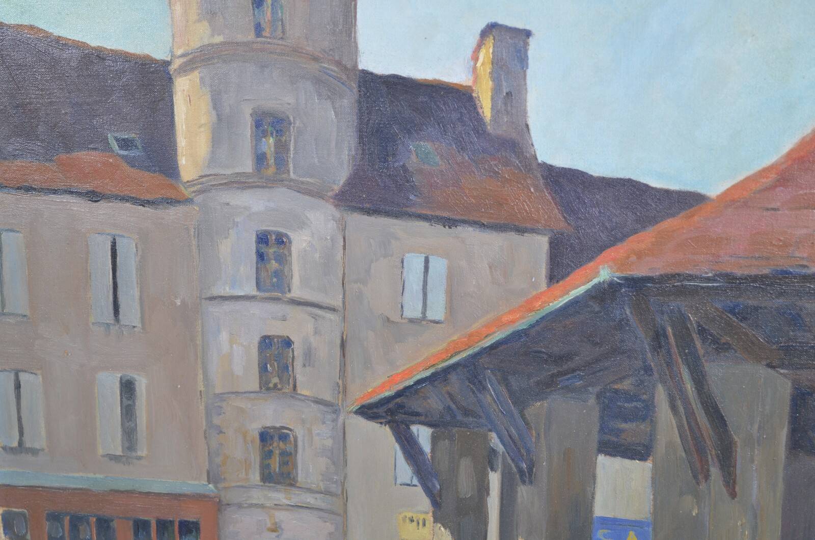 Louis Georges ALATERRE (19th-20th century) "La halle de Martel (Lot)" Oil on canvas signed