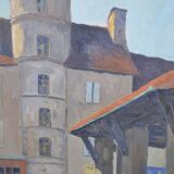 Louis Georges ALATERRE (19th-20th century) "La halle de Martel (Lot)" Oil on canvas signed