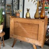 Old vintage wooden and rattan chest of drawers