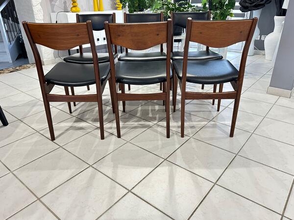 Suite de 6 chaises Teck scandinave design 1970