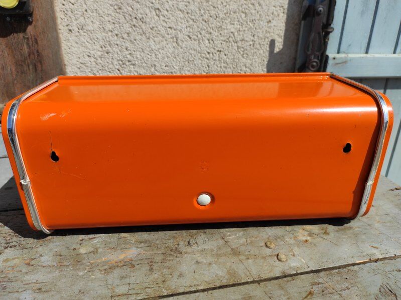 vintage orange bread hutch 70s
