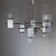 Sciolari chrome, stainless steel and structured glass chandelier