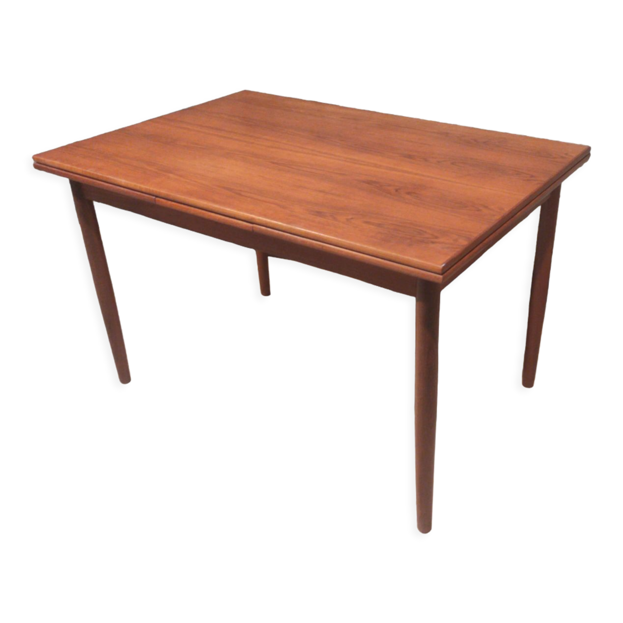 Table vintage scandinave en teck avec deux rallonges