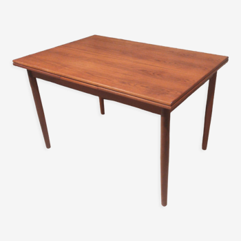 Table vintage scandinave en teck avec deux rallonges