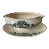 Old Terre de Fer porcelain gravy boat, Longchamp, Lutèce model