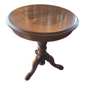 Table d’appoint ronde italienne en bois marqueté, années 60