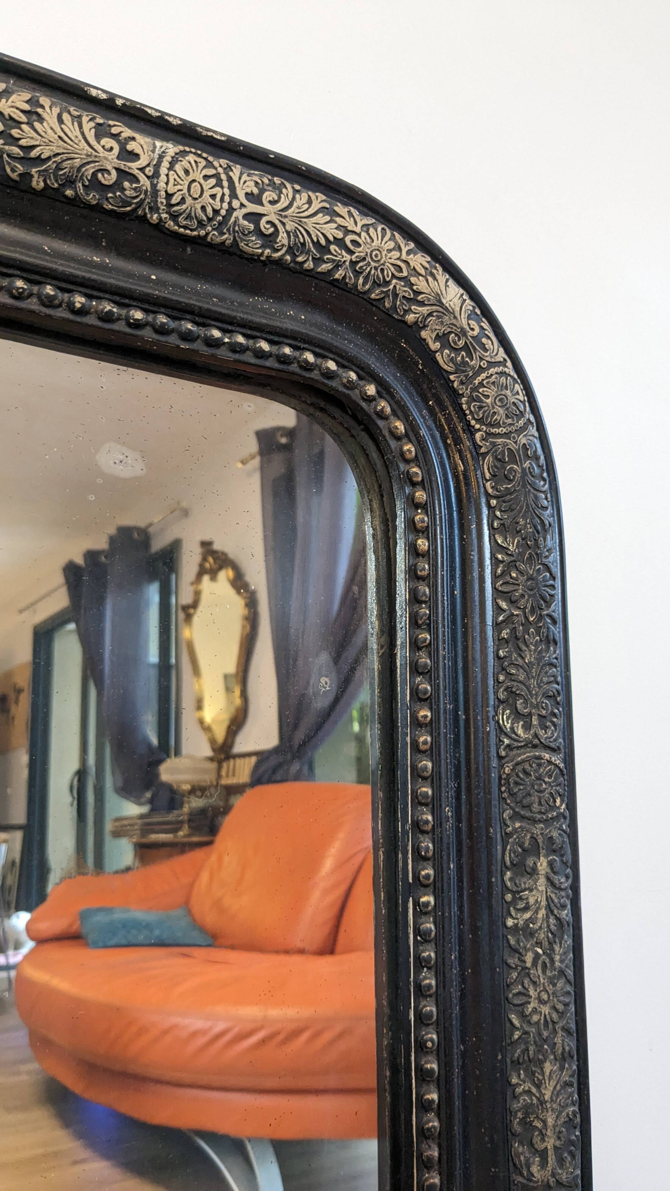 Louis Philippe black and gold mirror 108 x 77 cm