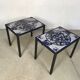Italian ceramic tiles & steel side tables or nightstands, 1970s, set of 2