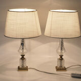 Paire de lampes de table néo-classique cristal d'albret