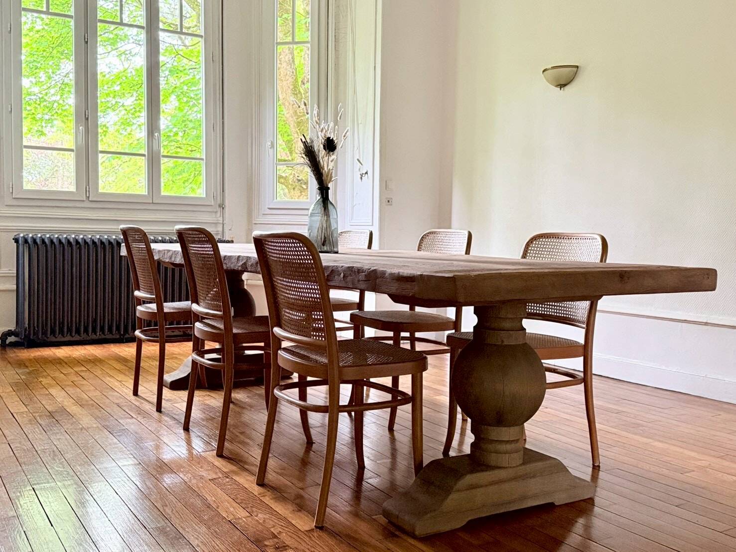 Table monastere en chene ancien massif - soleil - 300 cm de long