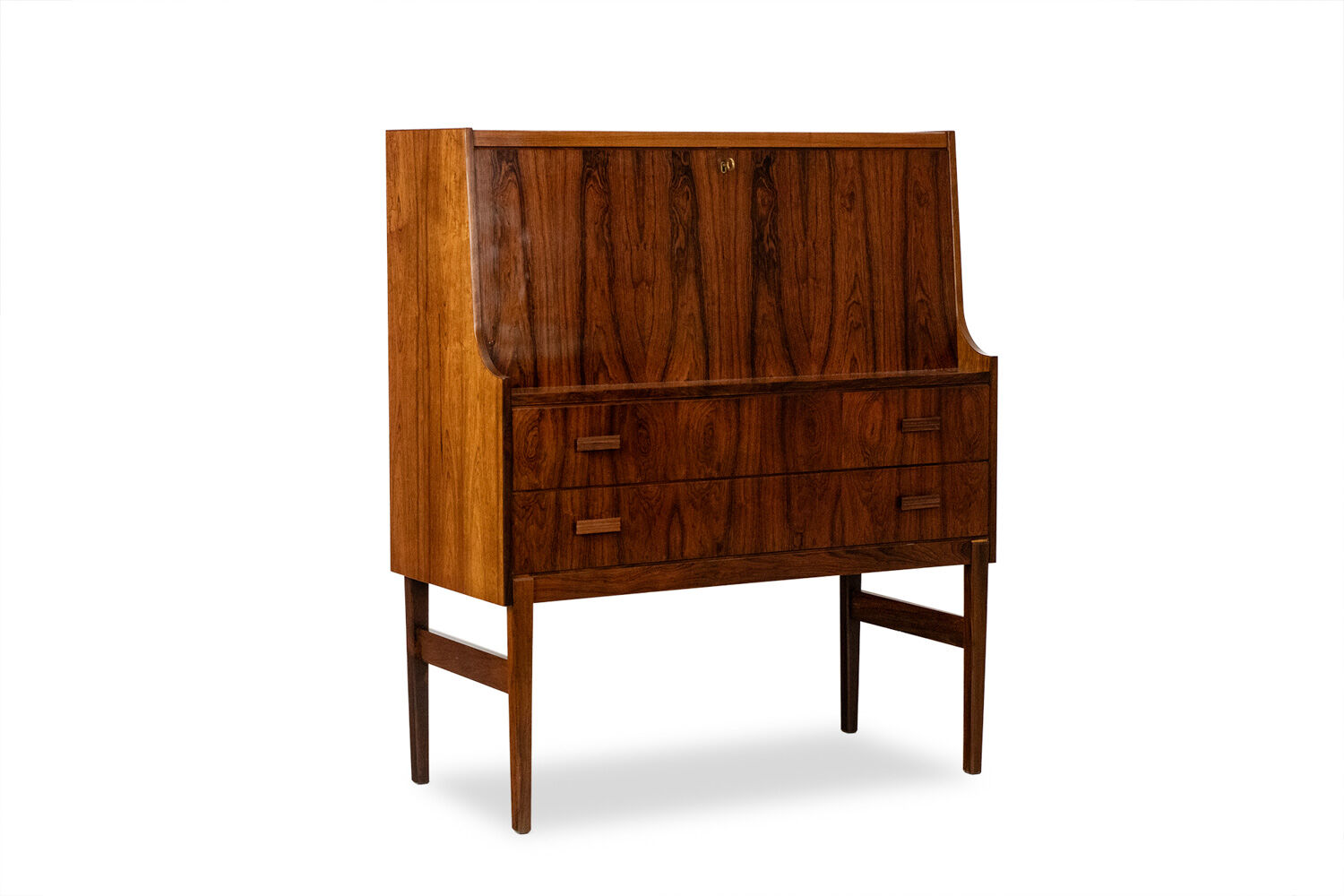 Rosewood chest of drawers with 2 drawers, forming a secretary. 1970s.
