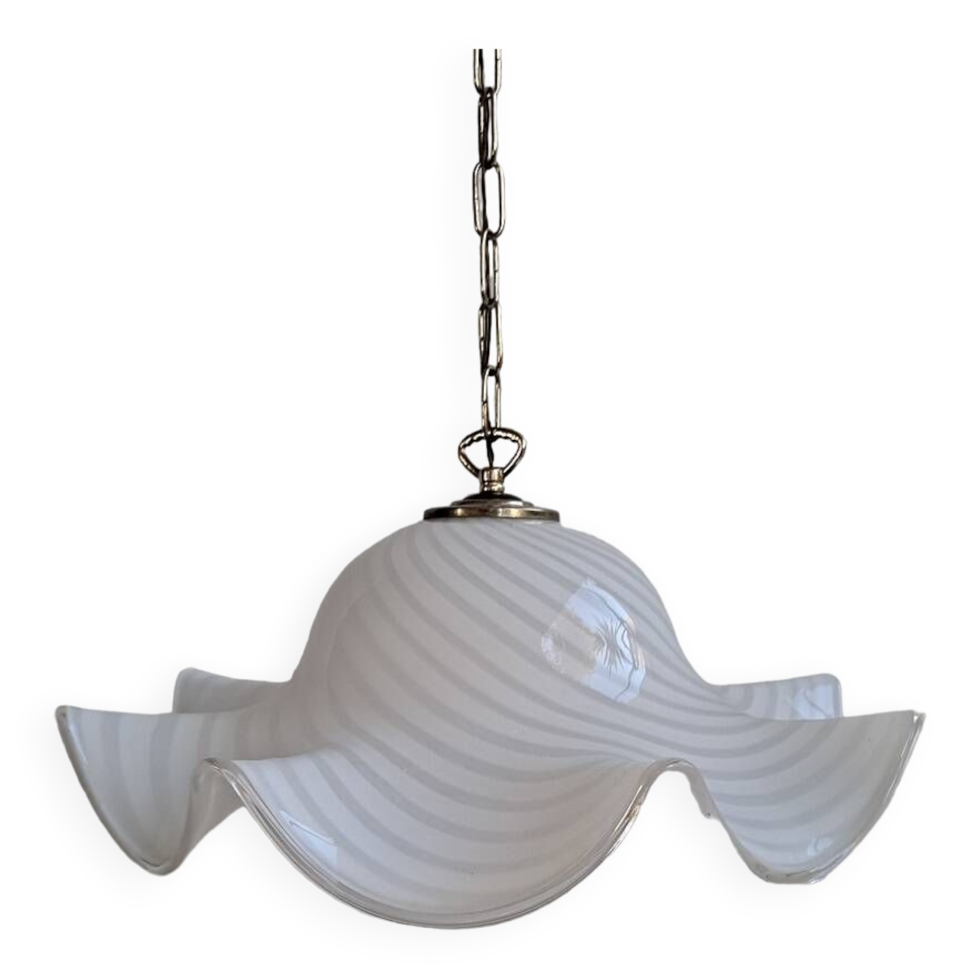 Plafonnier tourbillon vintage murano blanc