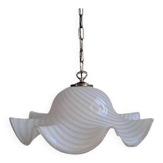 Vintage murano white swirl ceiling lamp