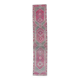 Pink-gray vintage Turkish hand-knotted tribal runner 79x390